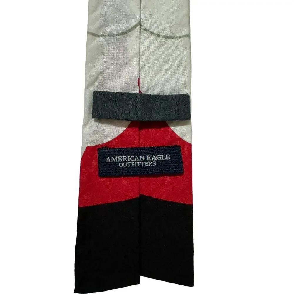 American Eagle Santa Clause Christmas Mens Skinny Necktie Novelty 100% Cotton